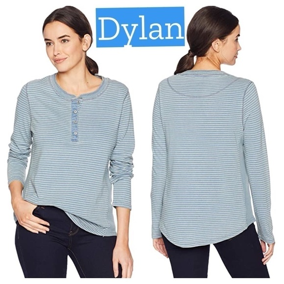 Dylan byTrue Grit Stripe Long Sleeve Button Henley - Picture 1 of 13